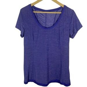 Lululemon Athletica Purple Heathered Scoop Neck Athletic T-Shirt Top Size 12